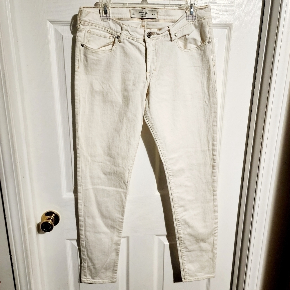 Abercrombie & Fitch White Skinny Jeans Women's 10 Neutral Everyday Pants W 30